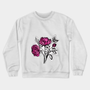 Elegant Pink Roses on Black - Floral Artwork No. 935 Crewneck Sweatshirt